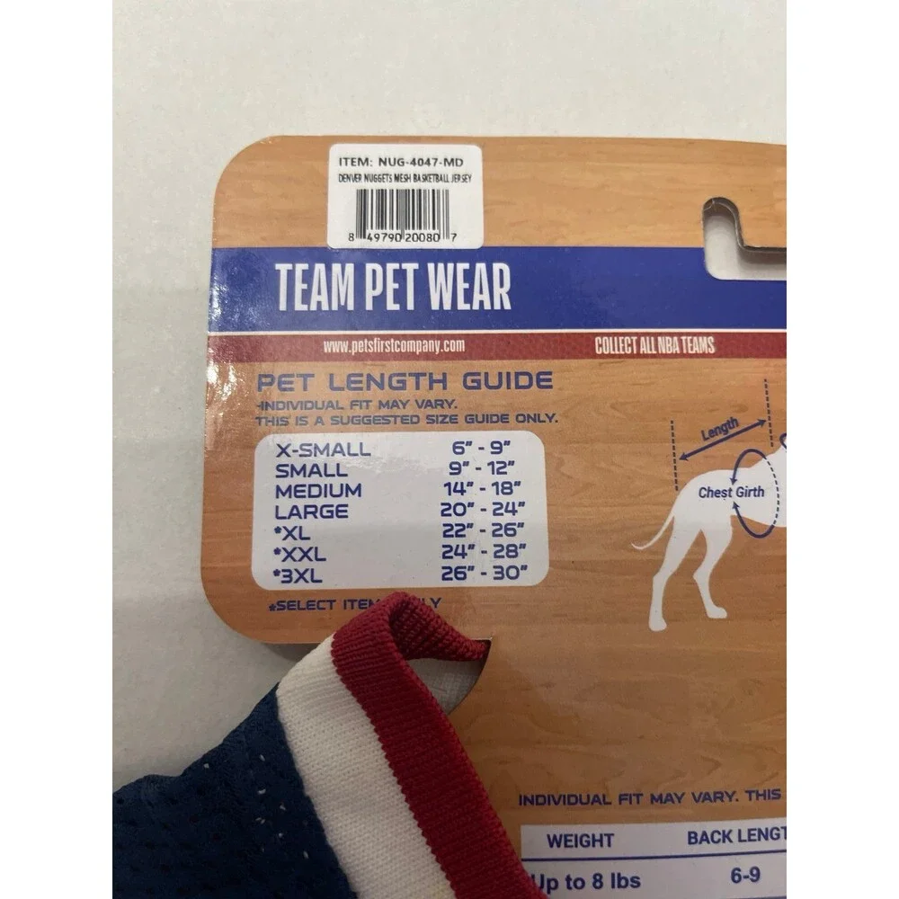 Pets First NBA Denver Nuggets Dog Jersey Size Medium New
